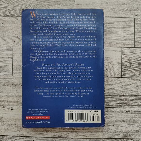 Serpent's Shadow by Rick Riordan Book Three Scholastic YA Paperback Novel PB - Picture 4 of 11